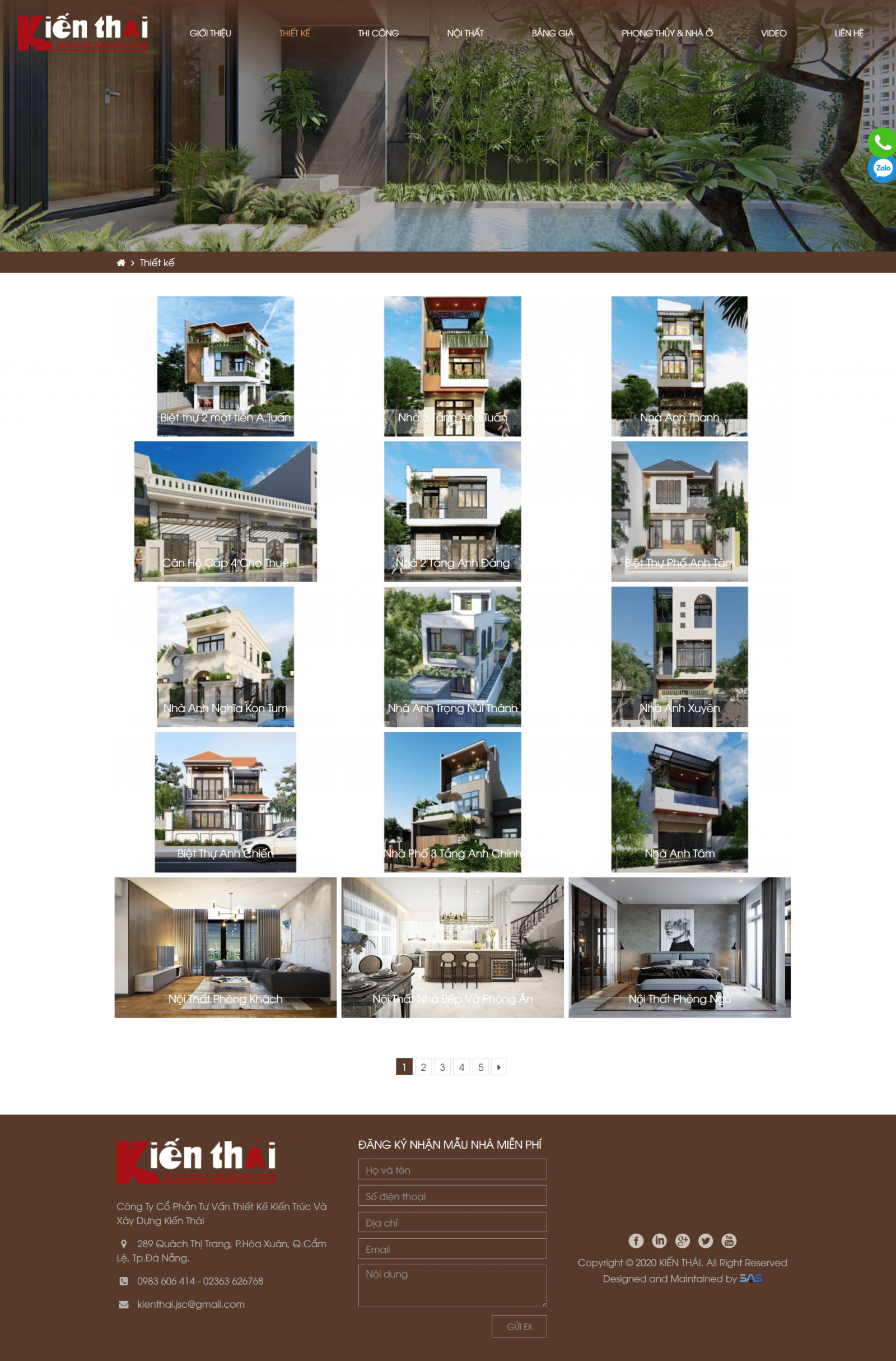 Thư viện ảnh công trình trên website công ty kiến trúc Kiến Thái